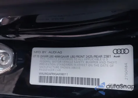 2016 Audi A5 2.0T Premium from USA, damaged, VIN WAUM2AFR9GA008011